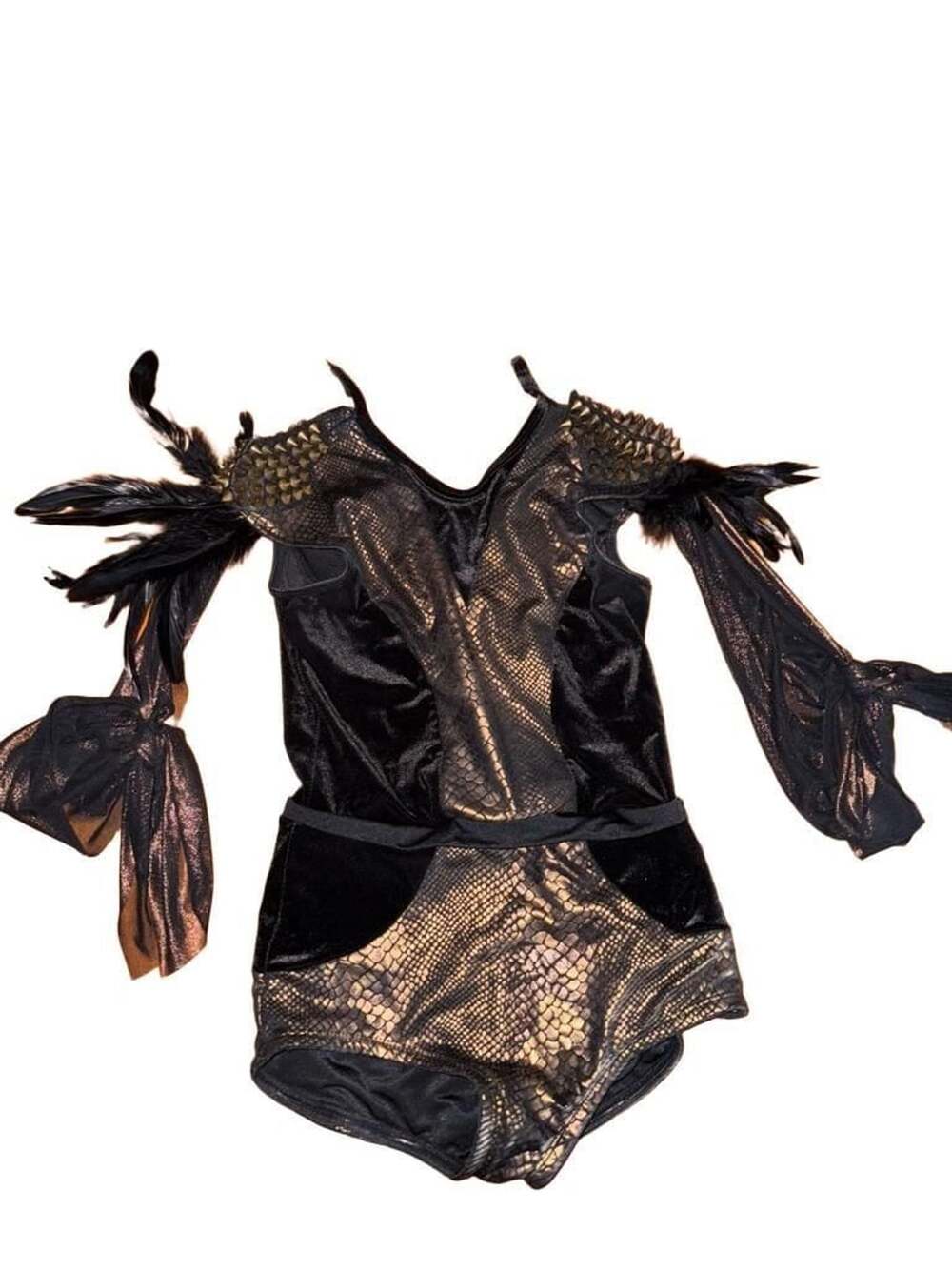 Tenth House Draconis Dance Costume Size LC Black Copper Studded Feather